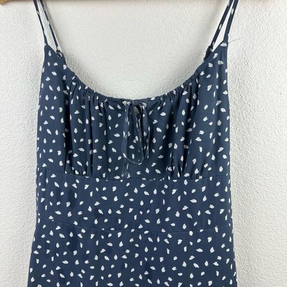 Abercrombie & Fitch slate blue print spaghetti strap mini dress size M - Picture 3 of 15